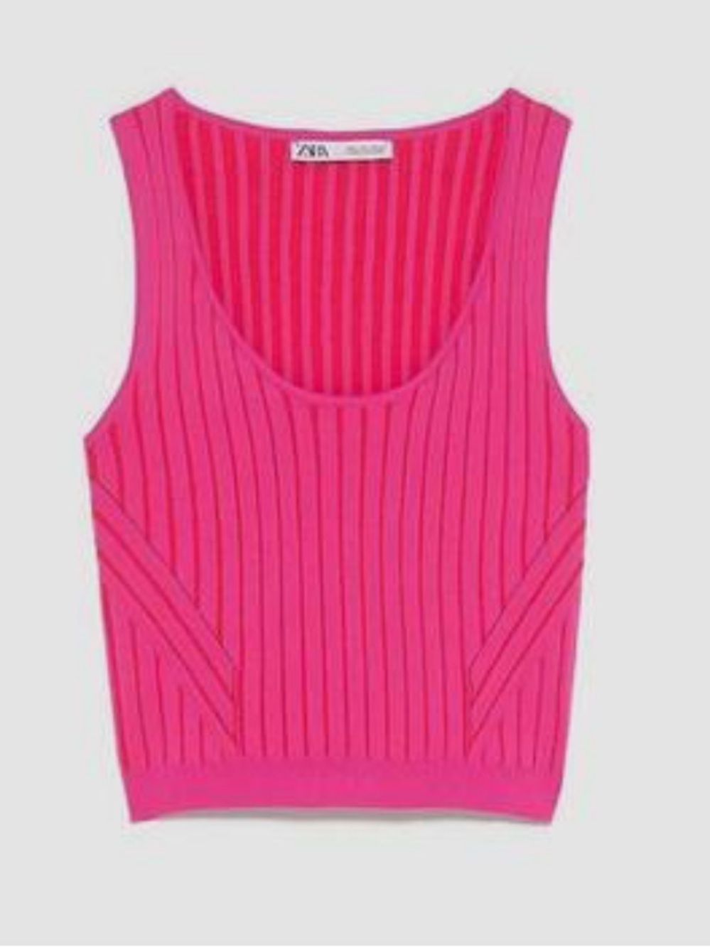 NWOT Zara Hot Pink Ribbed Knit Tank Size Medium 4978/010